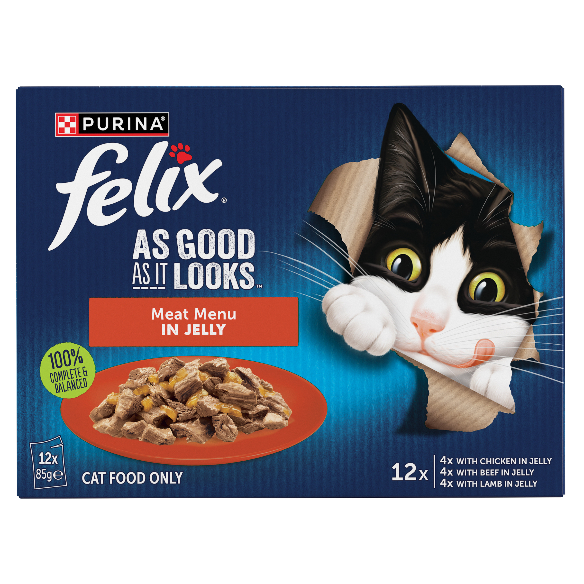 FELIX Adult As Good as it Looks Meat Menus in Jelly Wet Cat Food 12 x 85g