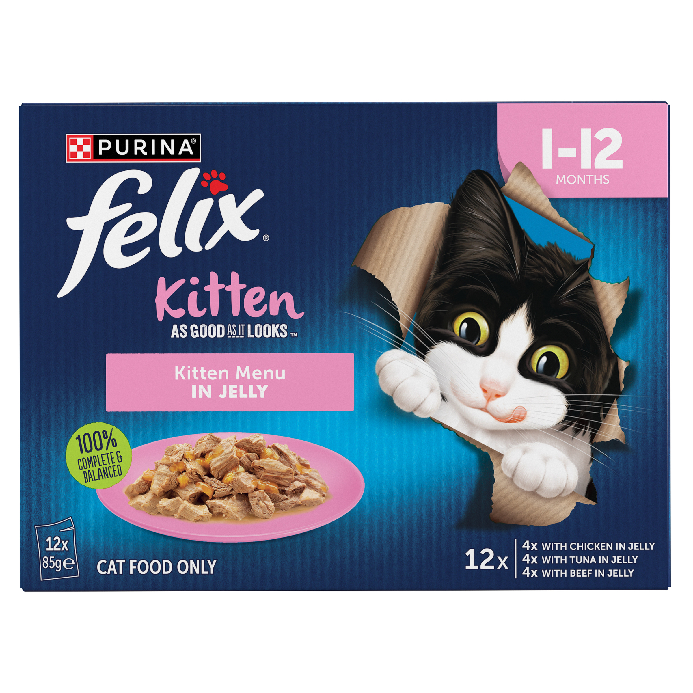 FELIX Kitten As Good as it Looks Kitten Menus in Jelly Wet Cat Food 12 x 85g