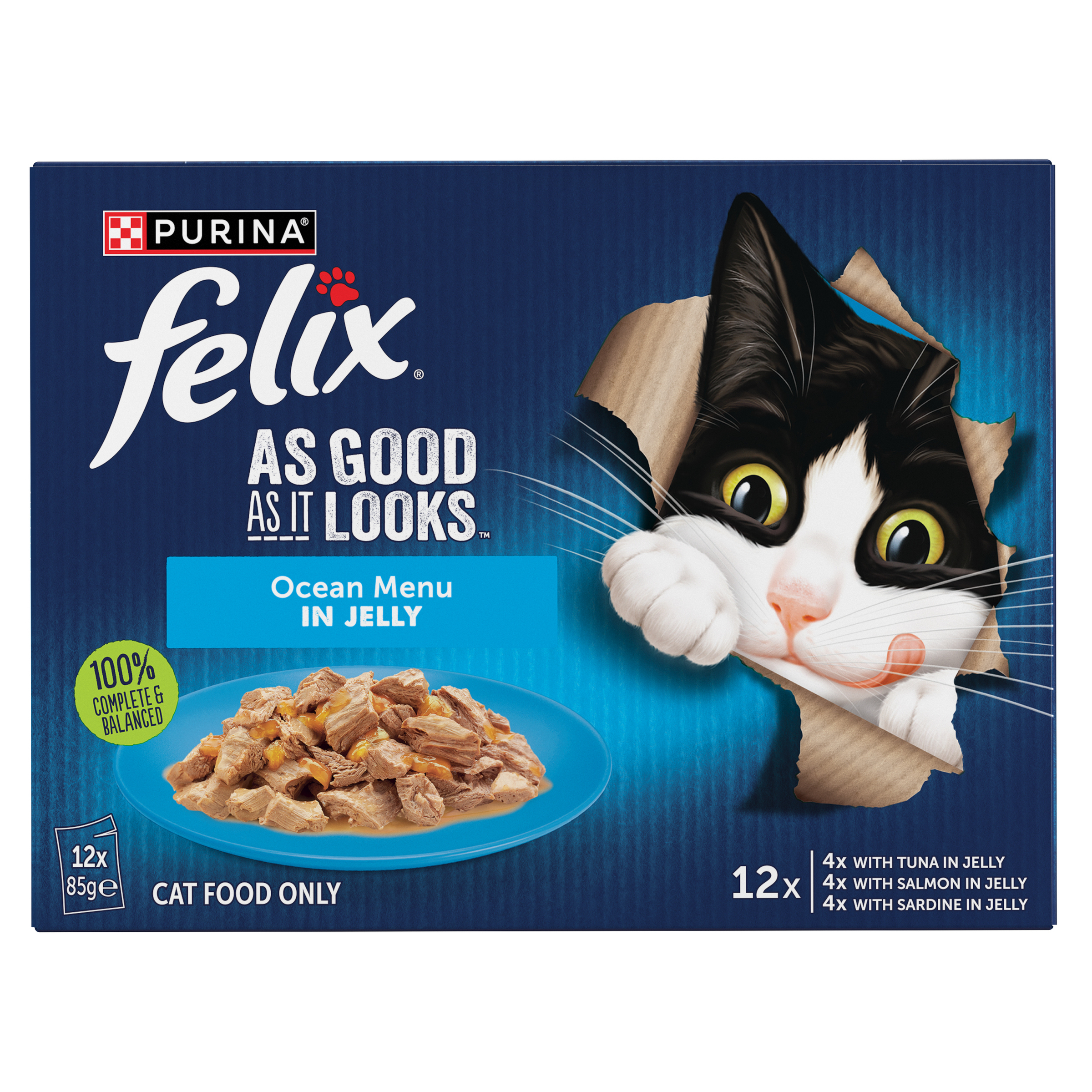 FELIX Adult As Good as it Looks Ocean Menus in Jelly Wet Cat Food 12 x 85g