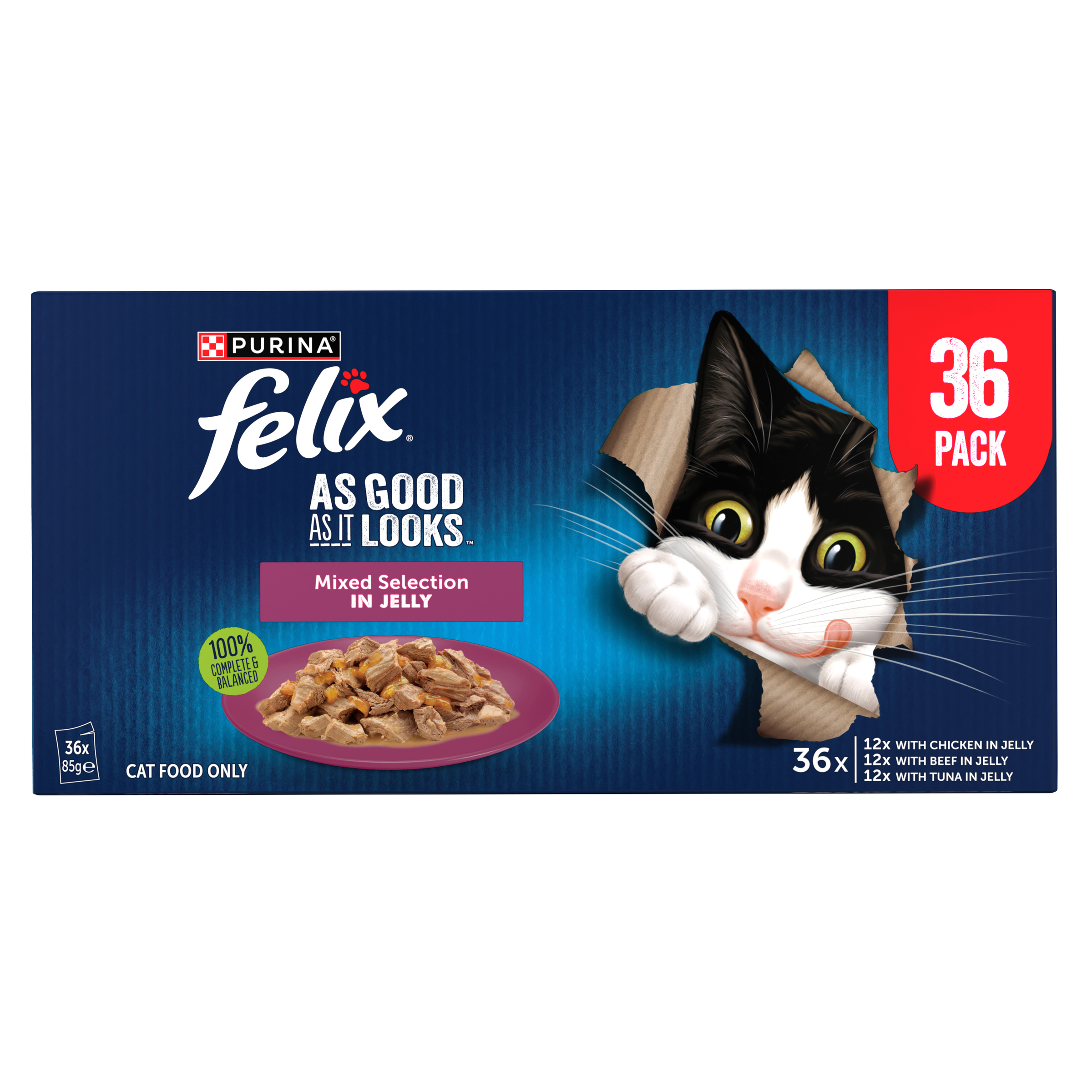 FELIX Adult As Good as it Looks Mixed Selection in Jelly Wet Cat Food 36 x 85g