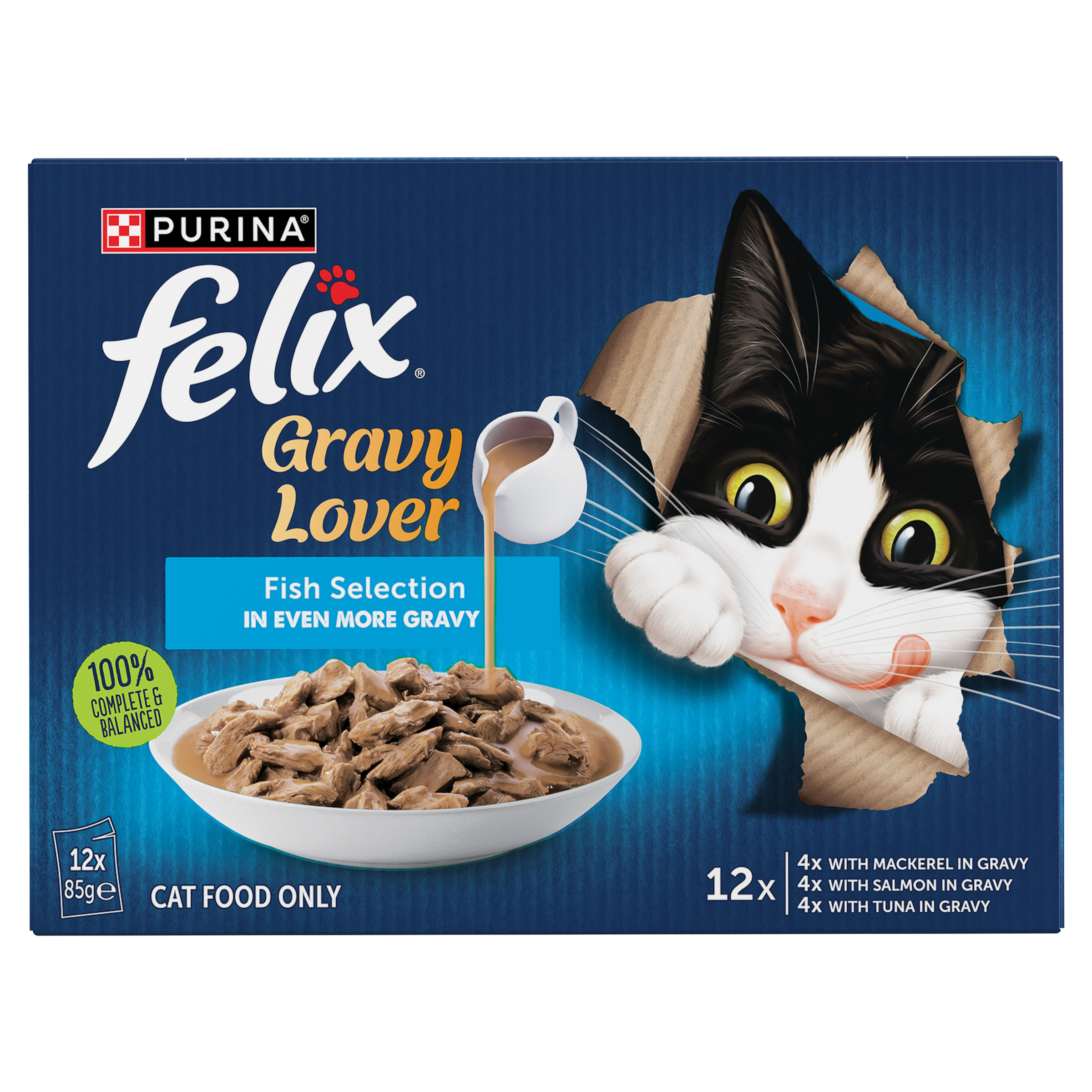 FELIX Adult As Good as it Looks Gravy Lover Fish Selection Wet Cat Food 12 x 85g