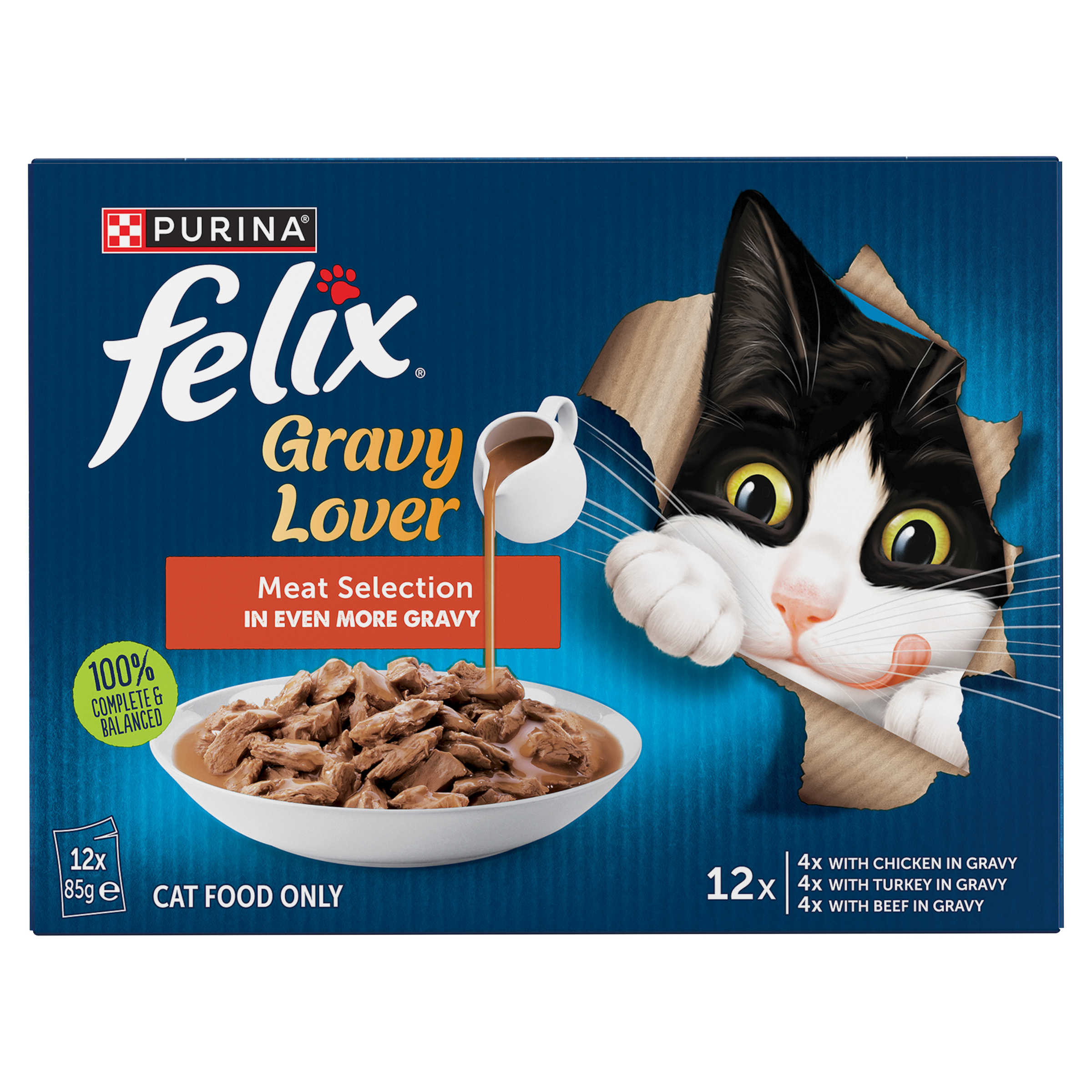 FELIX Adult As Good as it Looks Gravy Lover Meat Selection Wet Cat Food 12 x 85g