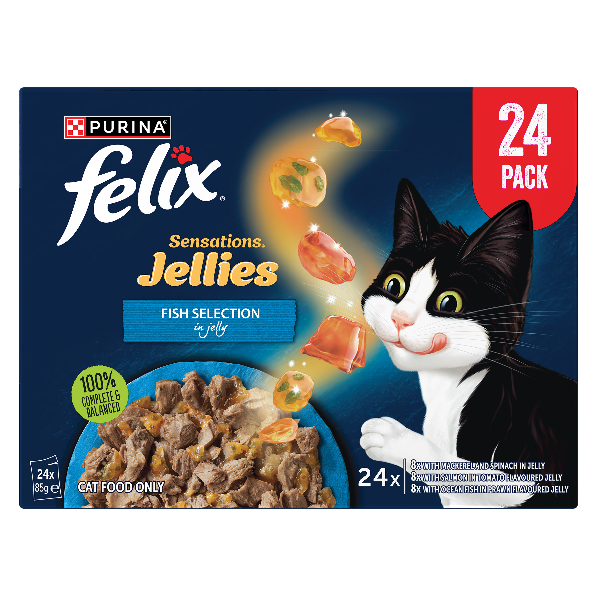 FELIX Sensations Jellies Fish Selection Wet Cat Food 24 x 85g