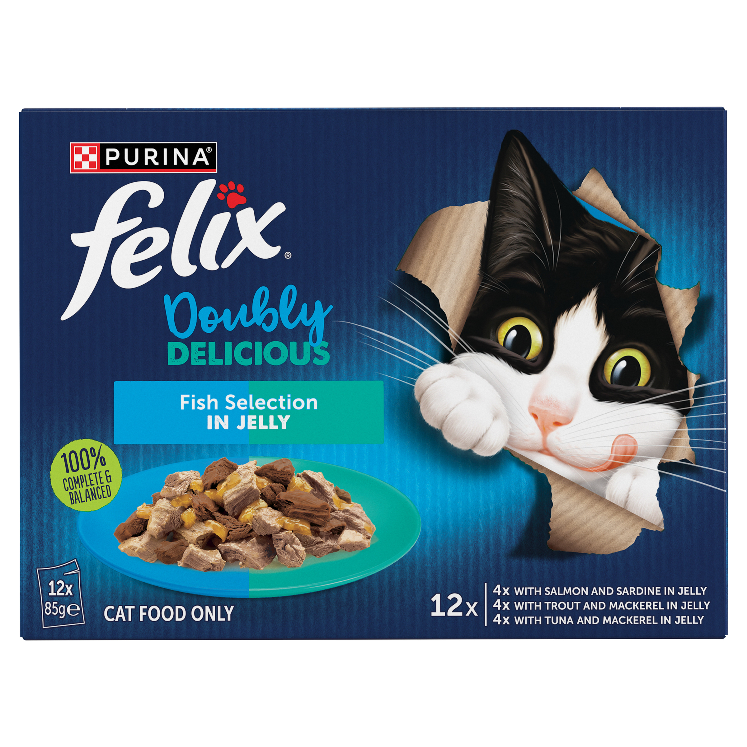FELIX Adult As Good as it Looks Doubly Delicious Fish Selection in Jelly Wet Cat Food 12 x 85g