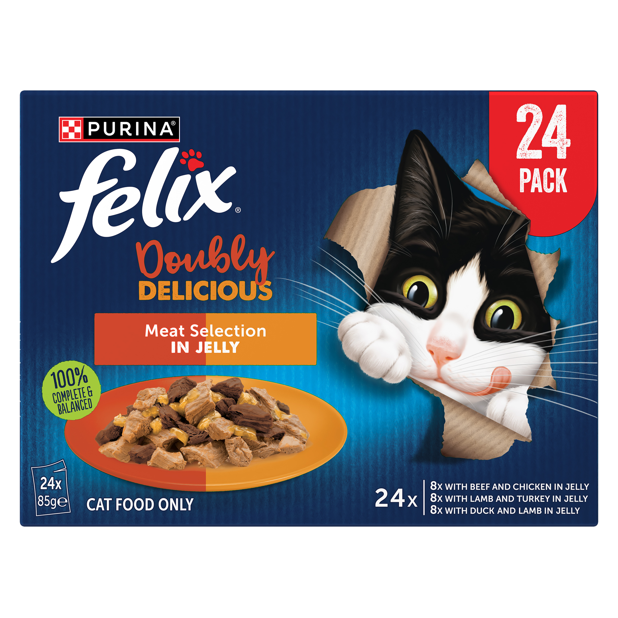 FELIX Adult As Good as it Looks Doubly Delicious Meat Selection in Jelly Wet Cat Food 24 x 85g