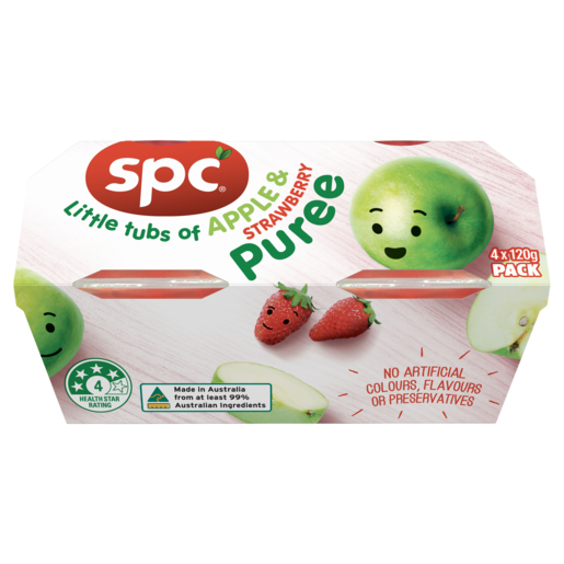 SPC Apple Strawberry Puree 4 x 120g