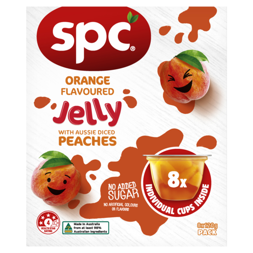 SPC Orange Flavoured Jelly with Aussie Diced Peaches 8 x 120g