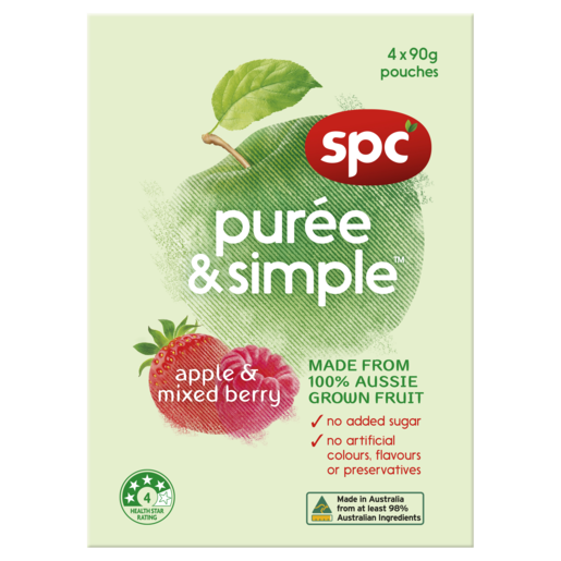 SPC Puree & Simple Apple & Mixed Berry 4 x 90g