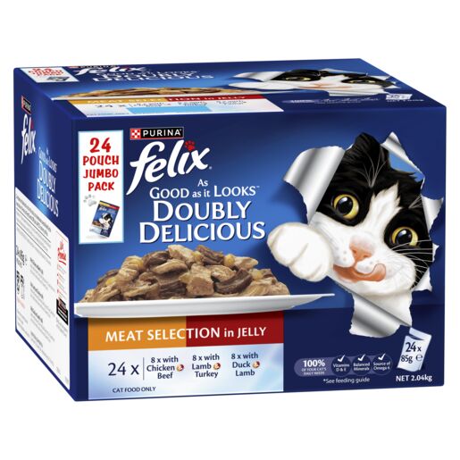 FELIX Adult As Good as it Looks Doubly Delicious Meat Selection in Jelly Wet Cat Food 24 x 85g