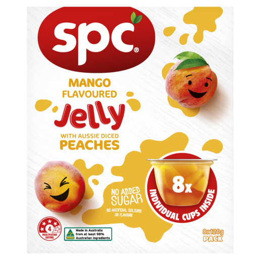 SPC Mango Flavoured Jelly with Aussie Diced Peaches 8 x 120g