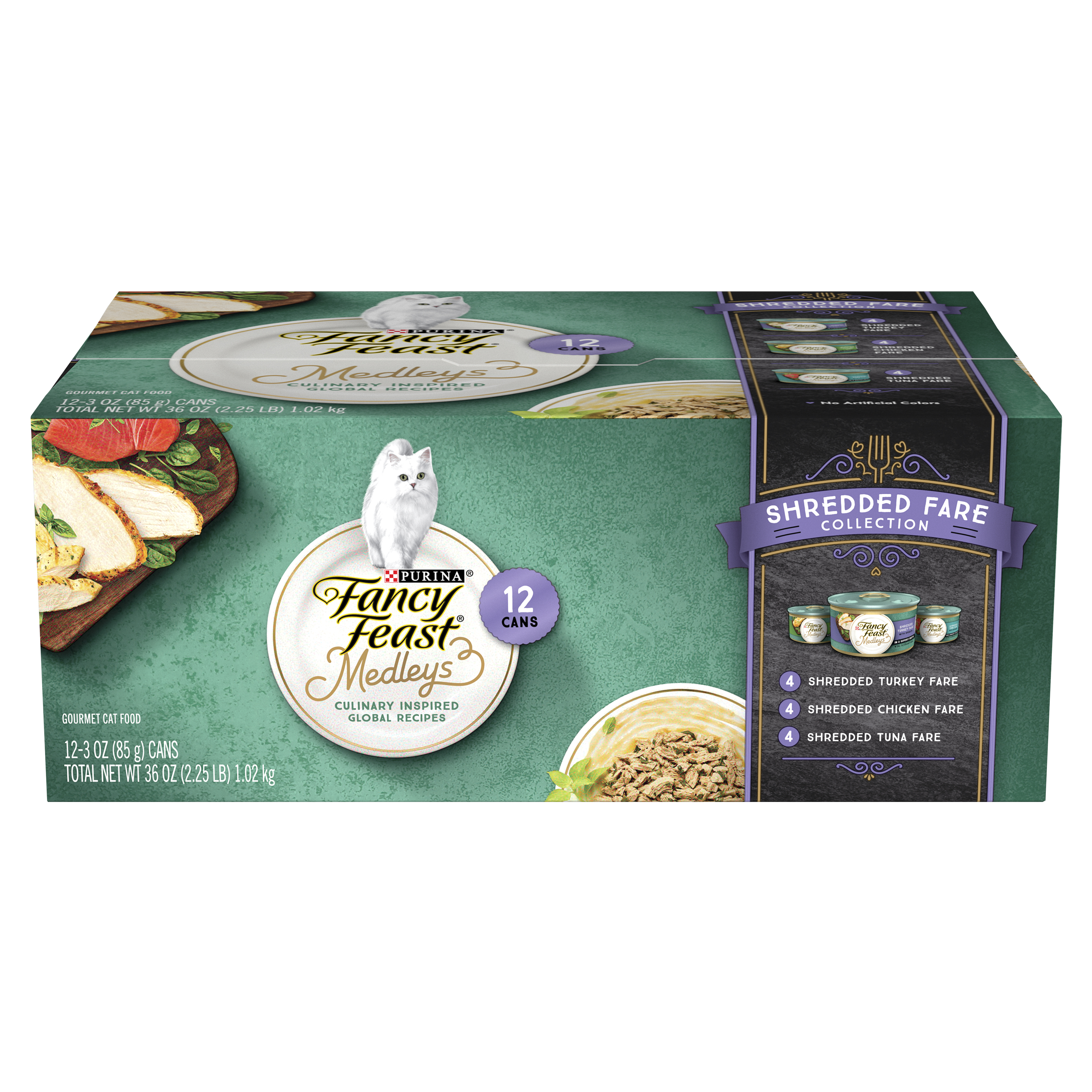 FANCY FEAST Medleys Shredded Fare Collection Variety Pack 12x85g