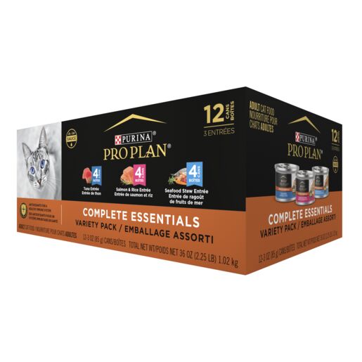 PRO PLAN Complete Essentials Seafood Favourites in Sauce Variety Pack Wet Cat Food 85g x12
