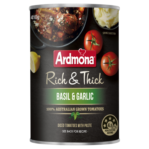 Ardmona Rich & Thick Chopped Tomatoes Basil & Garlic 410g