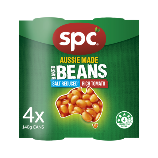 SPC Baked Beans Salt Reduced Rich Tomato 4 x 140g