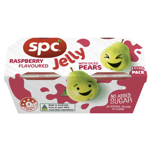 SPC Jelly With Diced Pears Raspberry Flavoured 4 x 120g