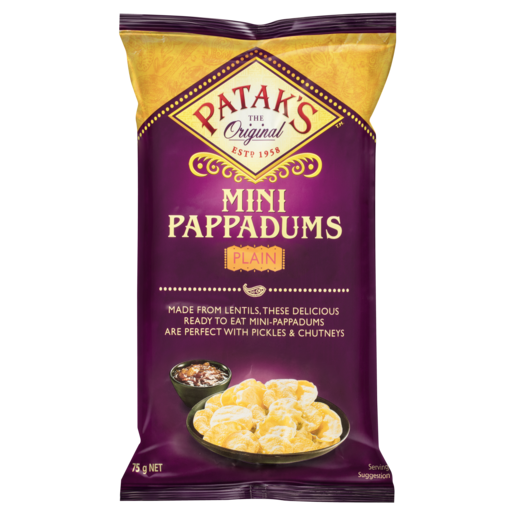 Patak’s Mini Pappadums Plain 75g