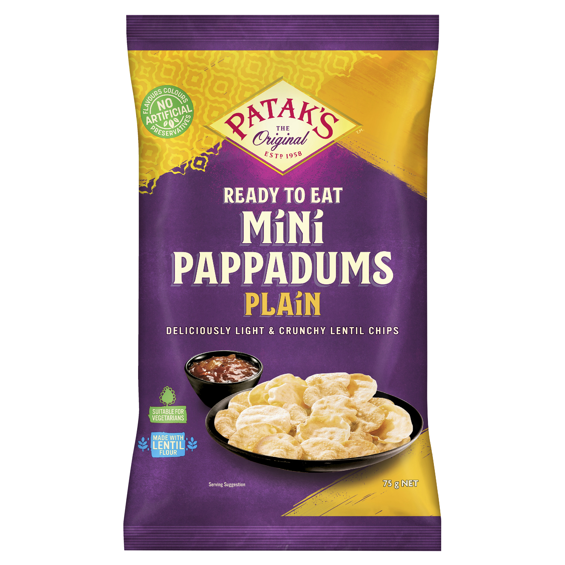 Patak’s Mini Pappadums Plain 75g