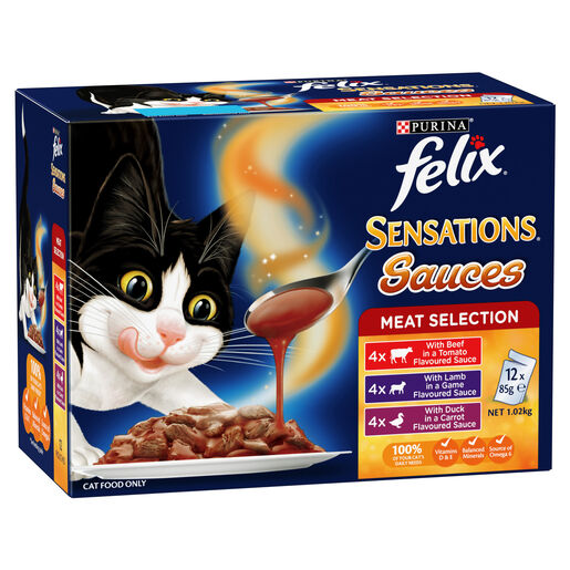 FELIX Adult Sensations Sauces Meat Selection Wet Cat Food 12 x 85g