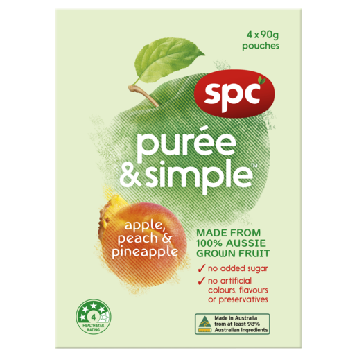 SPC Puree & Simple Apple, Peach & Pineapple 4 x 90g