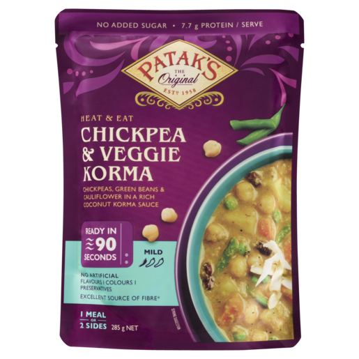 Patak’s Heat & Eat Chickpea & Veggie Korma 285g