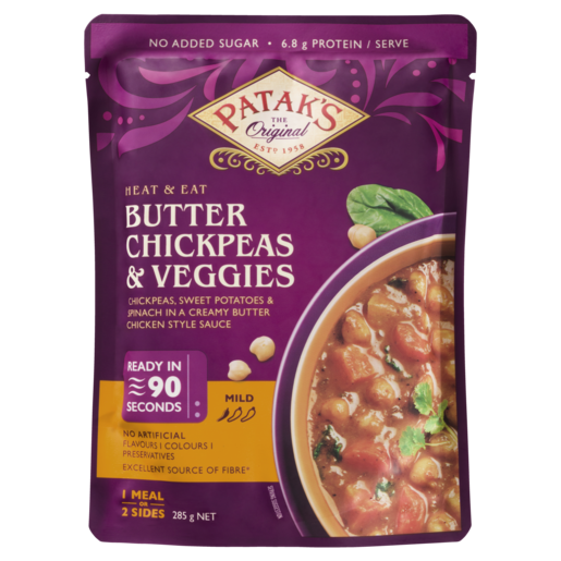 Patak’s Heat & Eat Butter Chickpeas & Veggies 285g