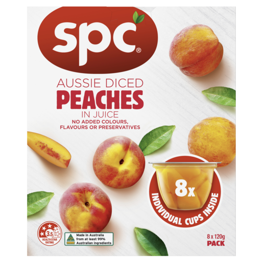 SPC Diced Peaches In Juice 8 x 120g