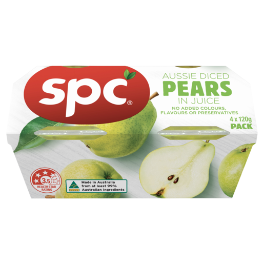 SPC Diced Pears In Juice 4 x 120g