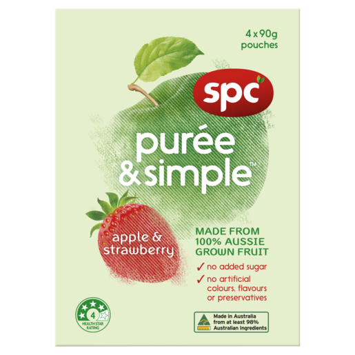SPC Puree & Simple Apple & Strawberry 4 x 90g