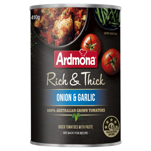 Ardmona Rich & Thick Chopped Tomatoes Onion & Garlic 410g