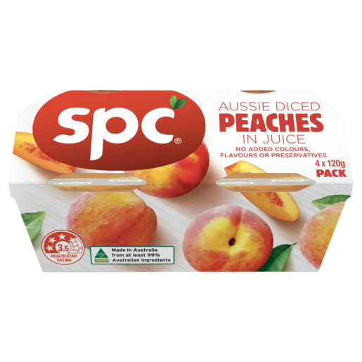 SPC Diced Peaches In Juice 4 x 120g